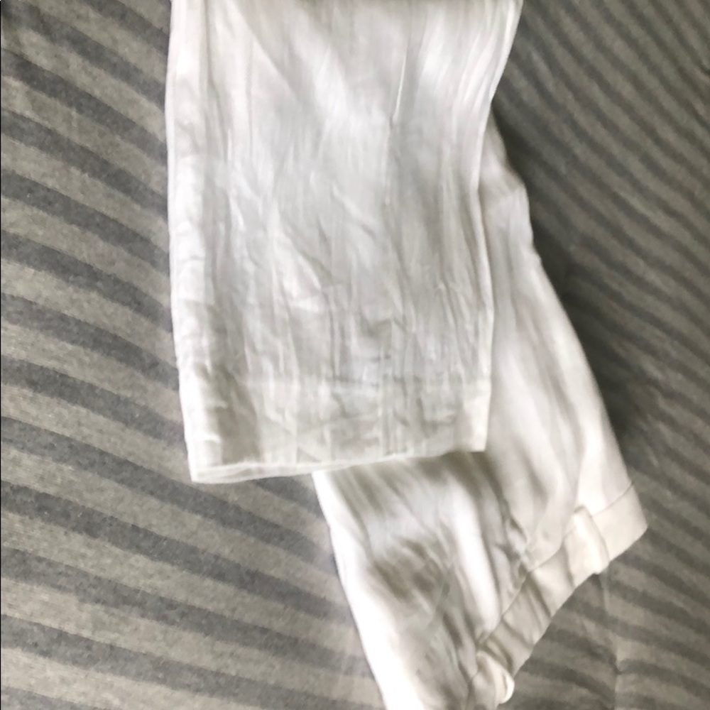 White linen wide legged pants